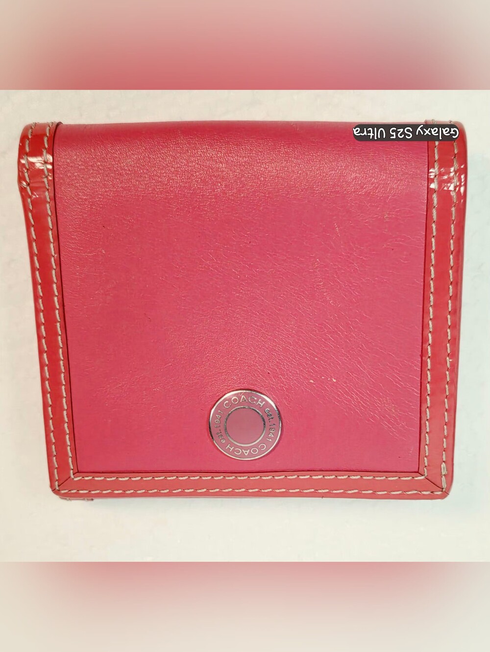 Coach Pink Leather Tri-fold Wallet with Signature Hardware